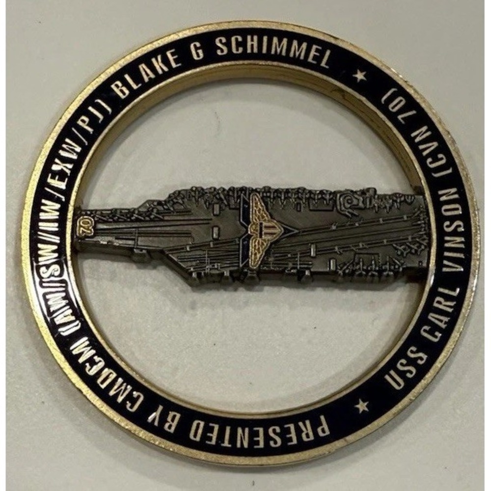 USS Carl Vinson CVN 70 Navy Challenge Coin Team Gold Eagle Strength From The Sea